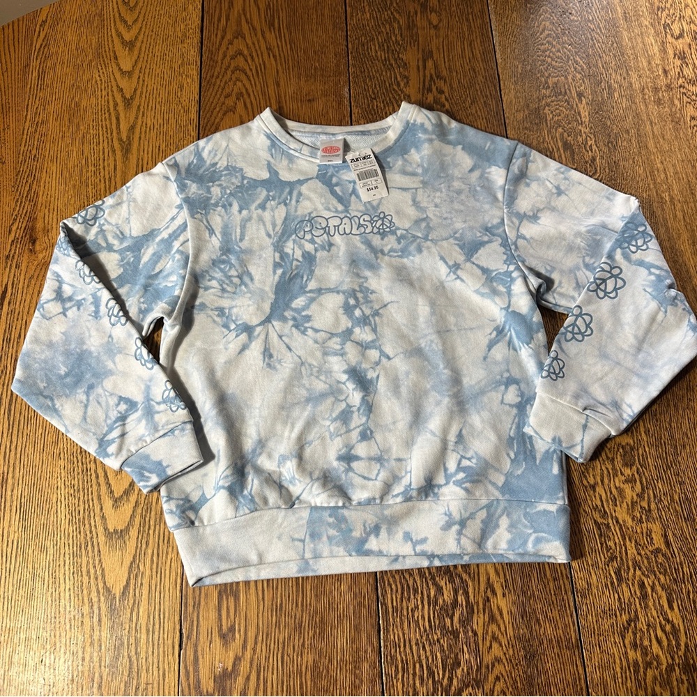 Petals and Peacock Blue Tie-Dye Sweatshirt
